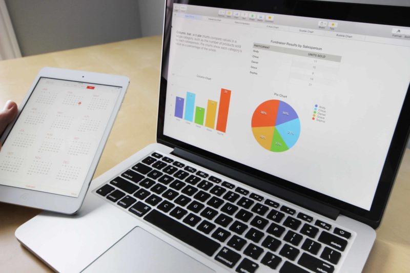 laptop showing a finance chart